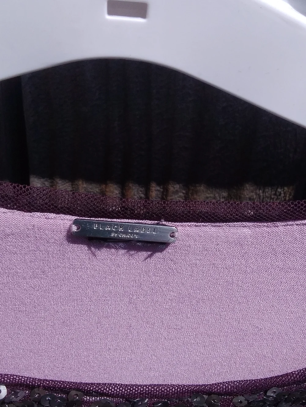 Chicos Blouse Large Women's Silver Sequin Short Sleeve Top - Picture 3 of 4